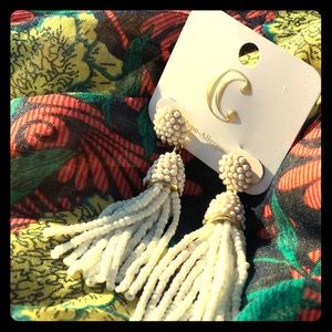 White beaded tassel earrings!